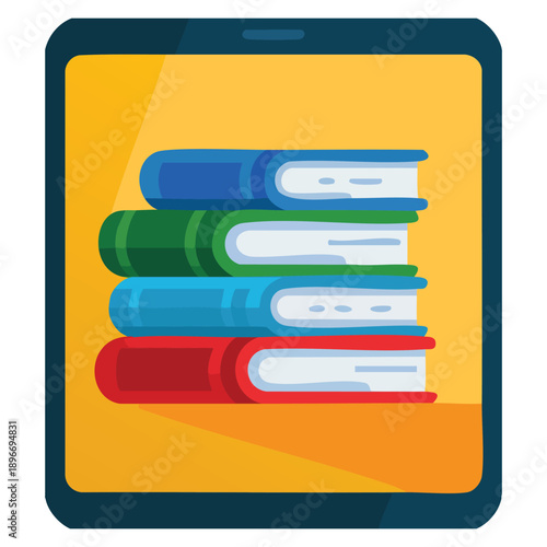 Flat vector tablet book icon showing online people and school class isolated design ideal for e learning education platforms virtual classrooms and study related graphics