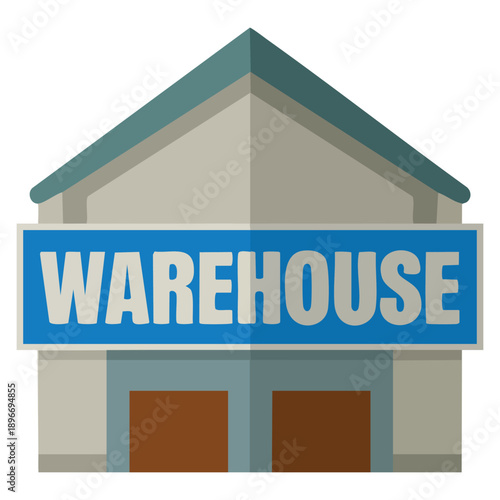 Flat vector warehouse icon isolated on white background ideal for logistics storage distribution warehouse management and business infrastructure visuals