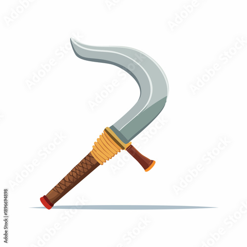 Flat Vector Illustration of a Traditional Sickle