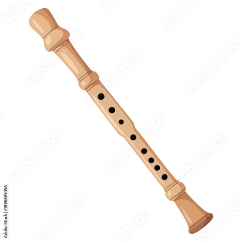 Flute illustrated in cartoon vector style isolated on white background perfect for music design education artwork instrument themed creative visuals