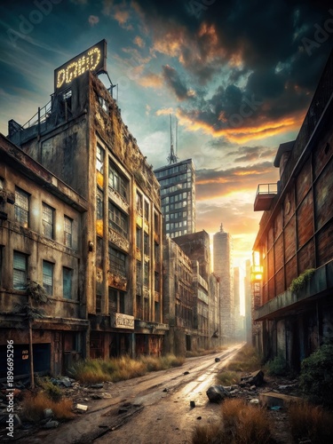 Urban decay reveals hidden beauty beneath weathered facades in a timeless urban landscape