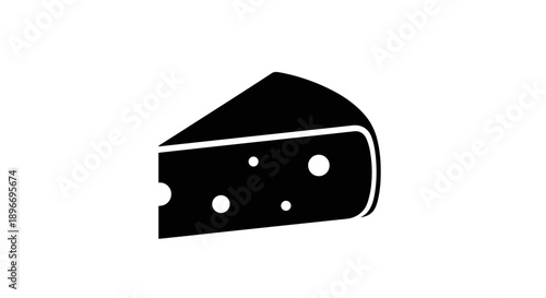 Simple Black Silhouette of a Cheese Wedge.