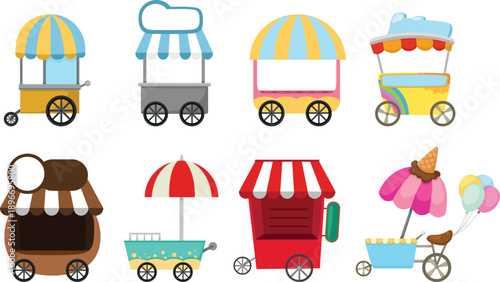 cute cart stall set Illustration