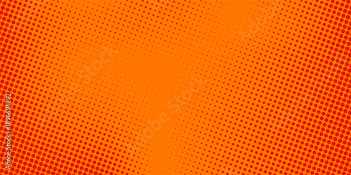Dots halftone orange color pattern gradient texture with technology digital background. Dots pop art comics