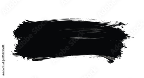 Bold black paint stroke on white background, artistic brushwork.