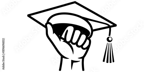 A powerful hand grasping a graduation cap, symbolizing educational achievement and success