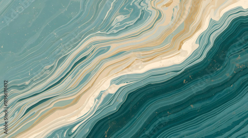 Wavy swirled grunge abstract swirling patterns in blue, beige, and teal. Suitable for background designs, prints, or digital art projects.