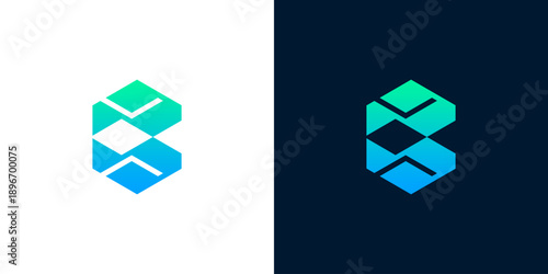 Abstract geometric logo design with hexagonal shapes and gradients representing technology or innovation