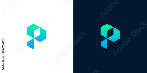 Modern geometric letter P logo design with a vibrant gradient, symbolizing progress and innovation, perfect for technology, business, or creative branding identity