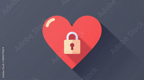 Locked heart symbolizing love protection and security
