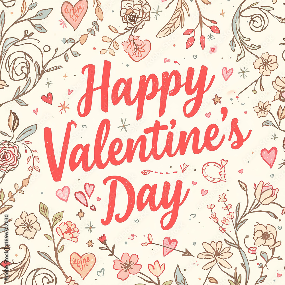 Obraz premium Happy Valentine’s Day Banner Template with Hearts, Shapes, and Red-White Gradient Background Romantic Design Elements