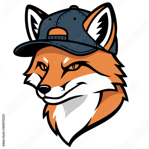 Sly Fox Wearing a Baseball Cap - Artistic Illustration of a Clever Animal