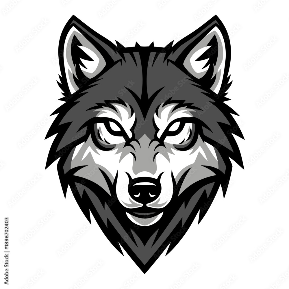 Obraz premium Dynamic illustration of a powerful wolf's head, representing strength, wilderness, and fierce determination