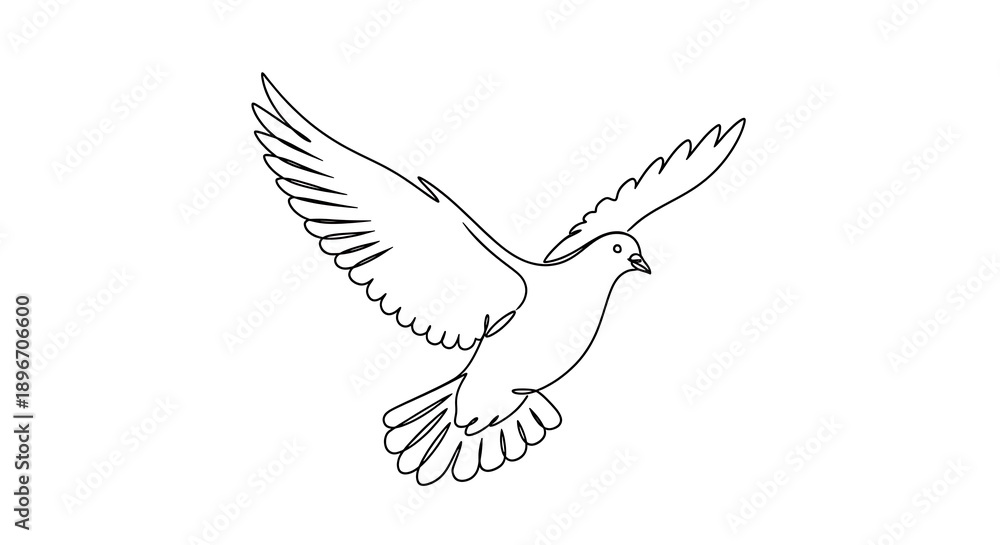 Obraz premium Flying Dove Outline Illustration