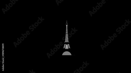 Futuristic communication tower silhouette. Tall architectural structure for broadcasting, telecommunication, and global connectivity.