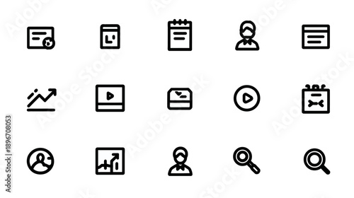 Simple vector line icons for business, technology, data, users, and web interface design