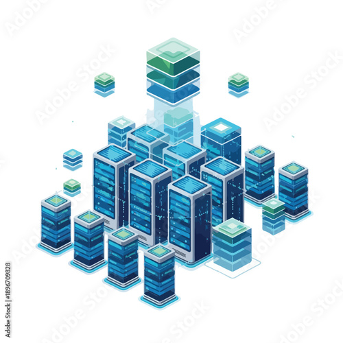 Blue 3D Cubes Stacked Together.