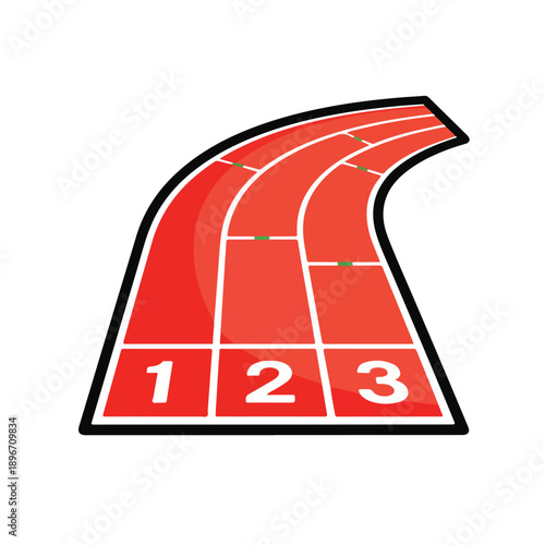 A red track with lanes