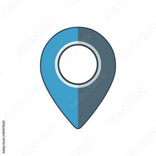 Blue Gray Map Pin Icon Symbol.