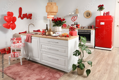 Interior of light kitchen d...