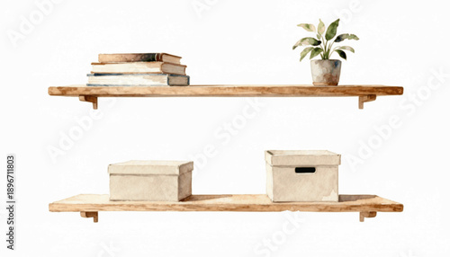 Clean Shelf Minimal Shelf isolated watercolor vector illustration svg