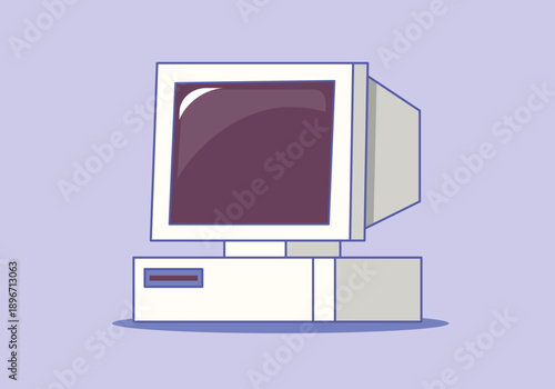 Retro Computer Monitor Vintage Technology Vector Illustration