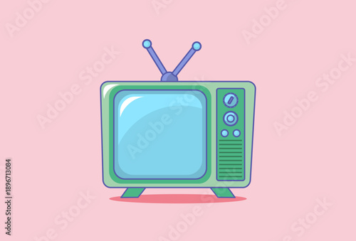 Analog Television Retro Vintage Media Technology Vector Illustration