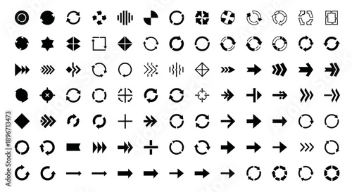 Collection of modern arrow and cycle icons for business presentations