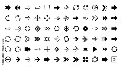 Collection of modern arrow icons for navigation and design