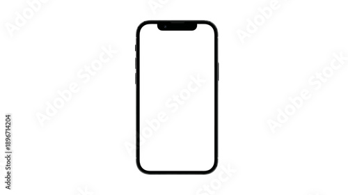 Modern smartphone outline mockup with blank white screen, generic mobile device frame for digital display or app design concept.