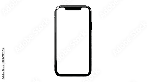 Modern smartphone with blank white screen isolated on a white background, perfect for digital mockup and technology concepts.