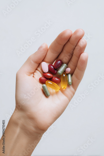 hands holding pills and supplements