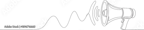 Announcing a message with a megaphone and sound waves, a simple line art illustration