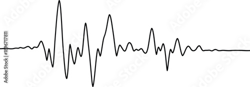 Dynamic Black Waveform Graphic Illustrating Complex Sound Frequencies or Digital Signal Patterns for Scientific Data Visualization