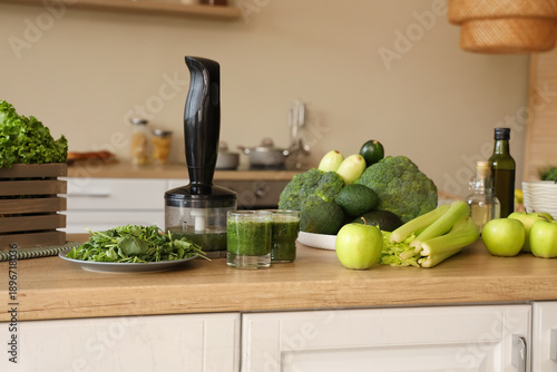Glasses of healthy green sm...