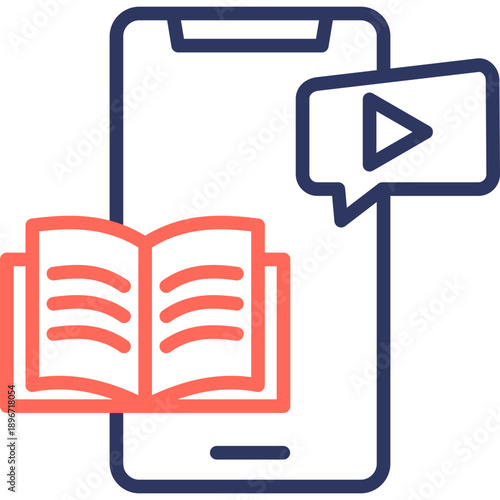 Mobile Learning line color icon