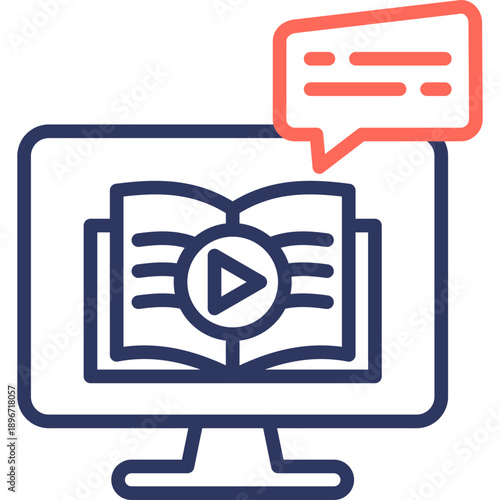 Online Course line color icon