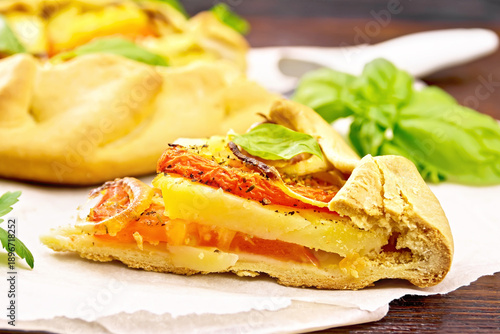 Galette of tomato and potato on board