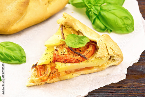 Galette of tomato and potato on parchment