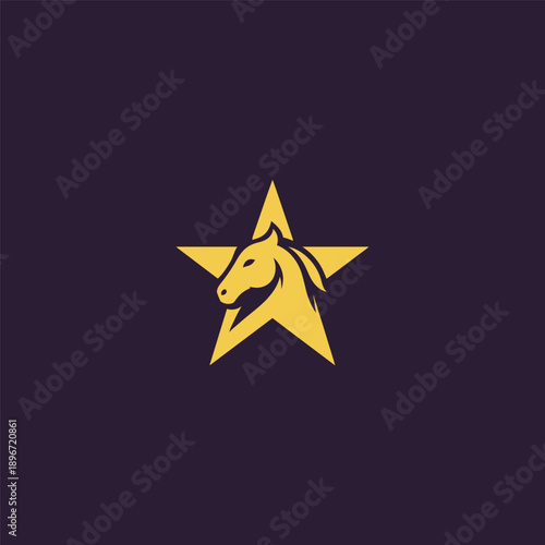 Horse star logo in dynamic and elegant minimalist style.