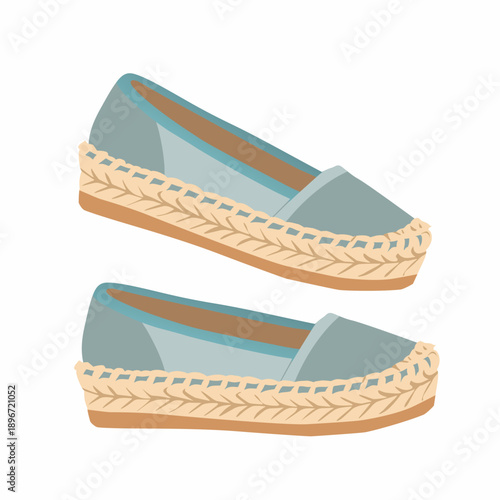 Espadrille Flats in Flat Vector Style for Summer Casual