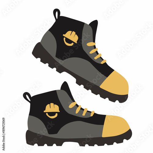 Safety Shoes in Flat Vector Style for Industrial Workwear
