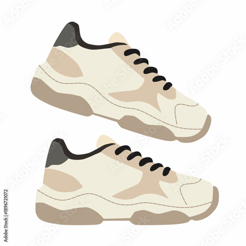 Chunky Sneakers in Flat Vector Style for Modern Fashion