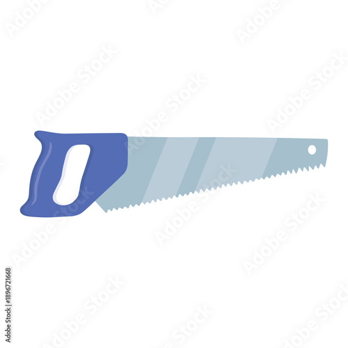 Metal hand saw with a blue handle shown against a white background in a clean minimal layout.