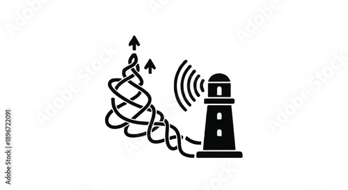 Lighthouse emitting signal, symbolizing navigation and communication.