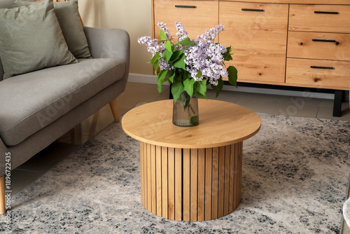 Sofa and round table with f...