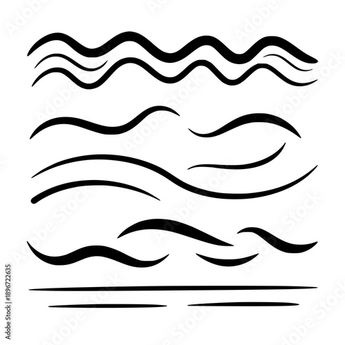 Expressive hand drawn ink typographic strokes vector set