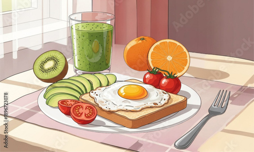 Healthy Breakfast Vector Illustration