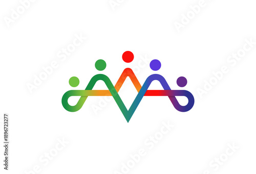 People logo design, Community human Logo with gradient full color, people logo design template design element, vector illustration