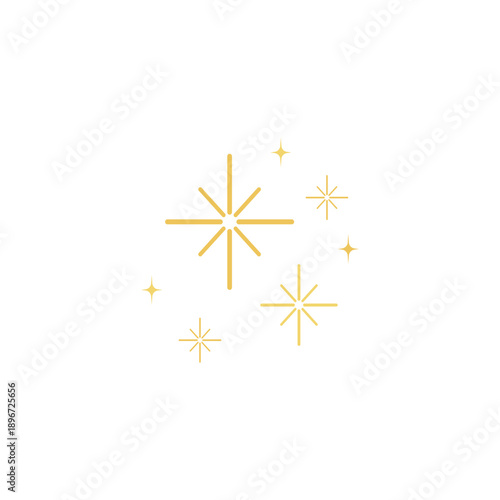Gold sparkle stars. Twinkling stars. Sparkles, shining burst. Vector illustration.